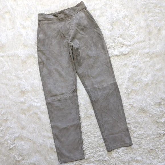 Zinga Lamb Leather Grey Suede Noah Boyfriend Pants Size 38/8 - Picture 4 of 15